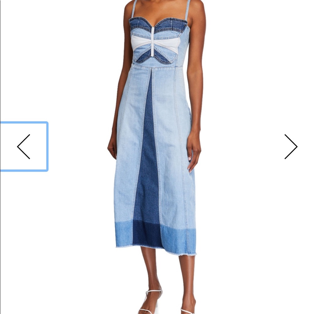 REDValentino Butterfly Intarsia Denim Midi Dress